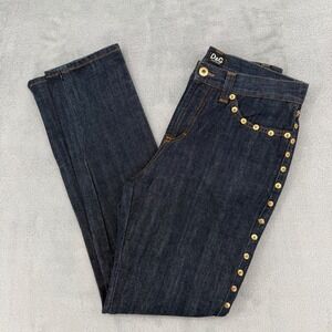 Vintage Dolce &‎ Gabbana Women's Dark Wash Denim Jeans Gold Studded  Sz 26